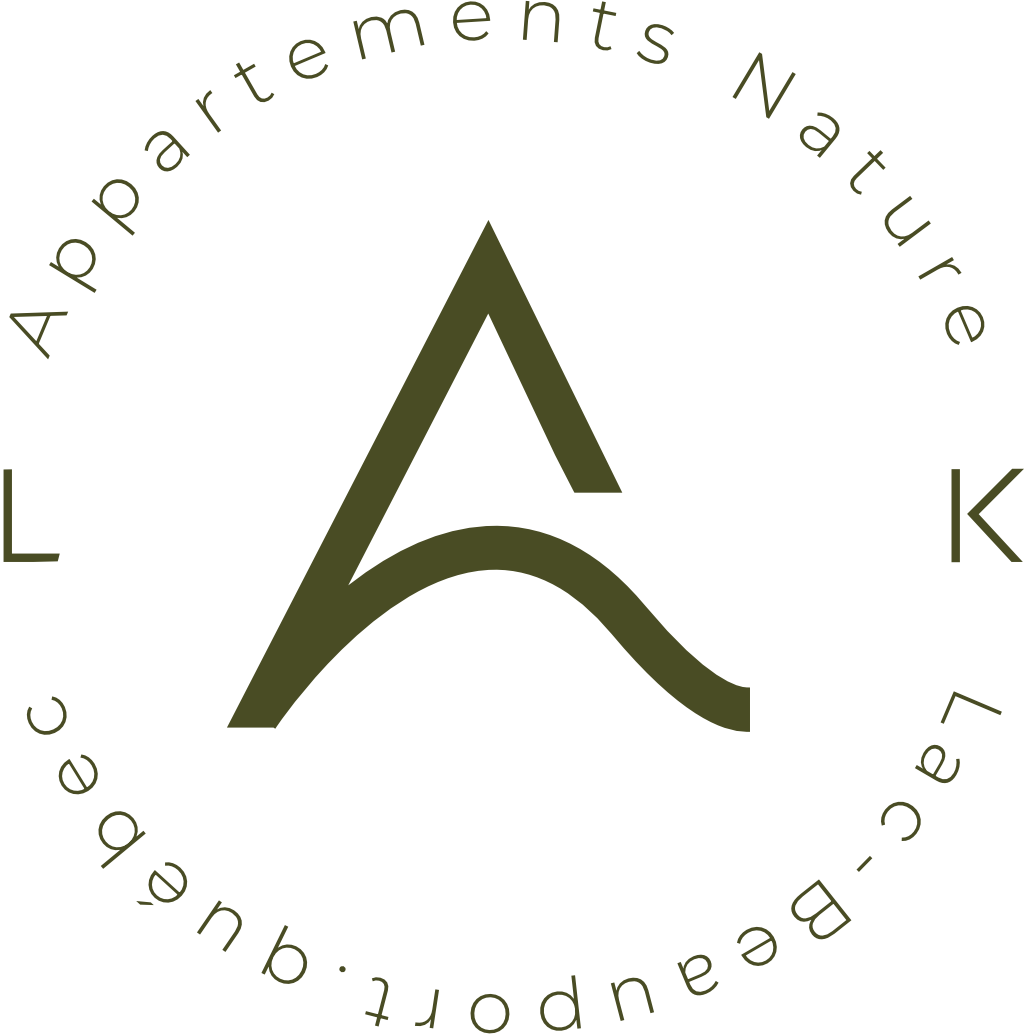 Étampe en vert du logo de Lak - appartements natures au Lac Beauport.